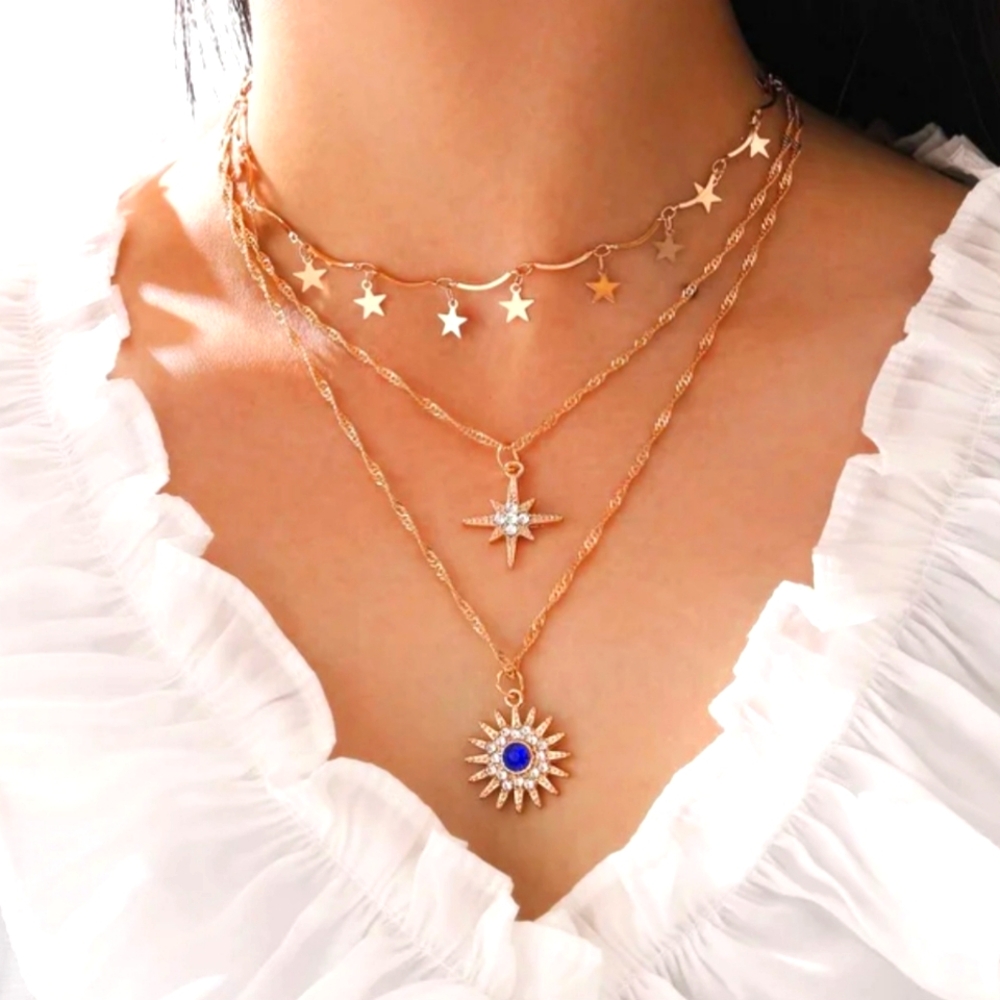 Gold plated bohemian necklace crystal necklace pendent ,